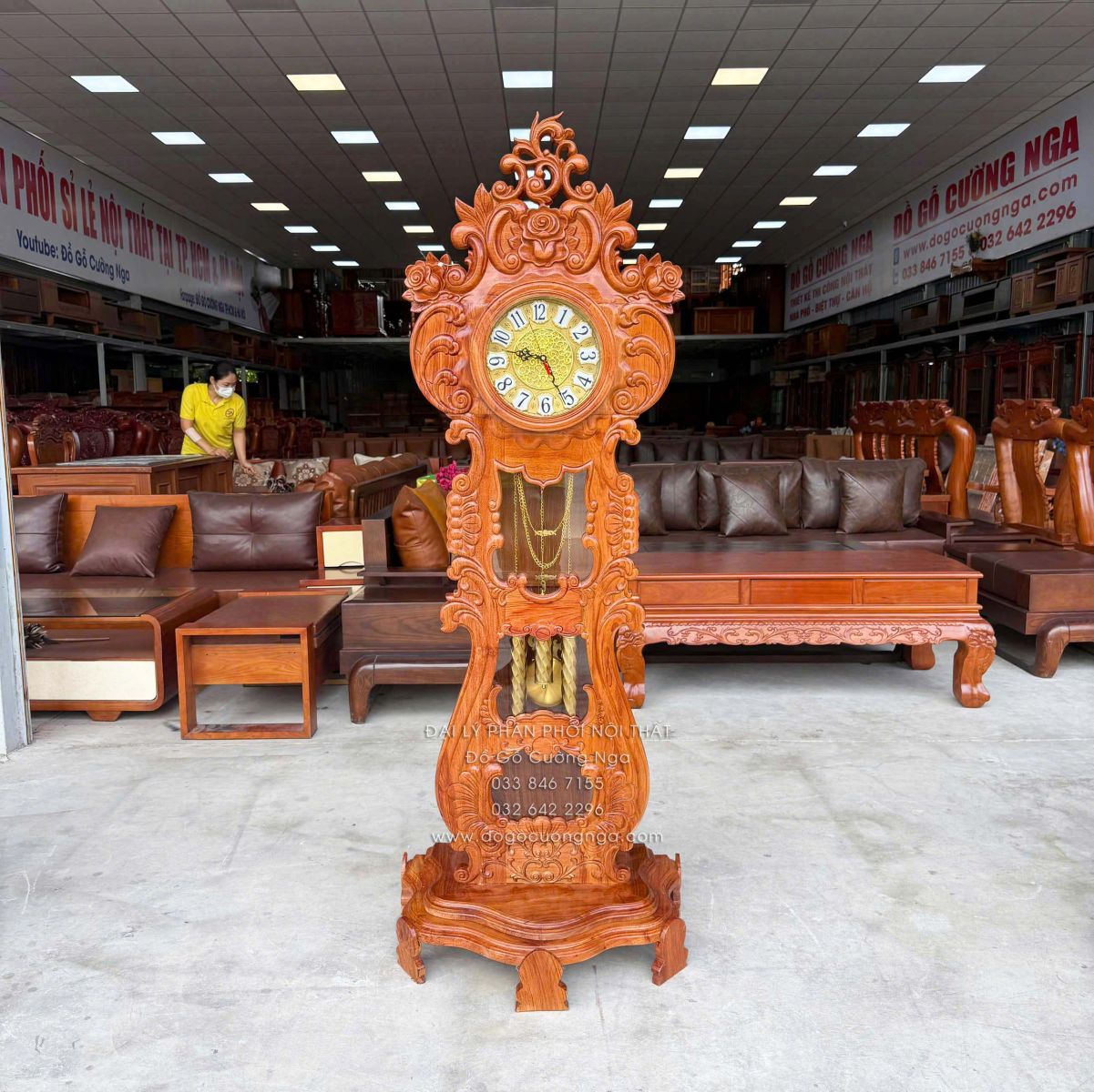 đồng hồ gỗ hương đá