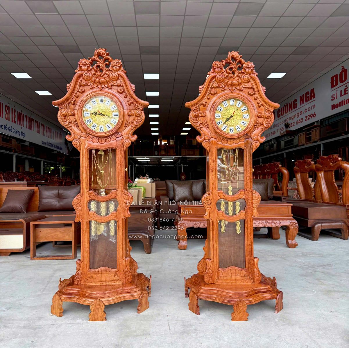 đồng hồ gỗ hương đá