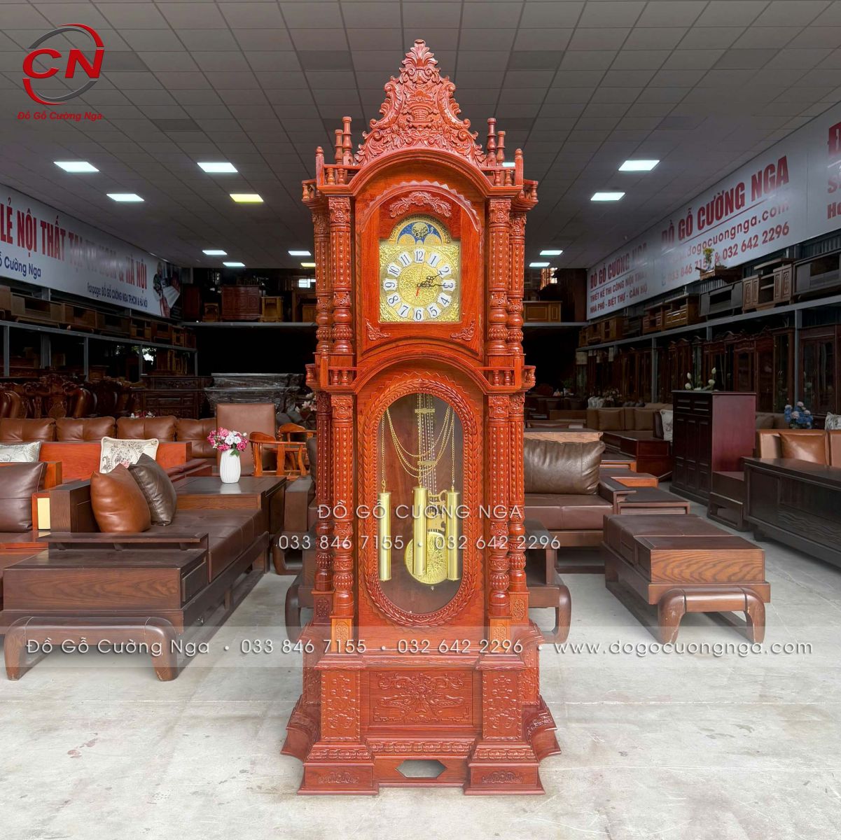 Đồng hồ cây gỗ Hương Đá mẫu tháp cao 2m3