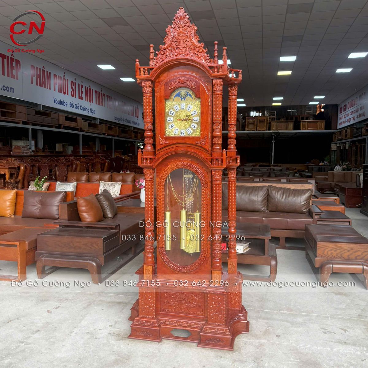 Đồng hồ cây gỗ Hương Đá mẫu tháp cao 2m3