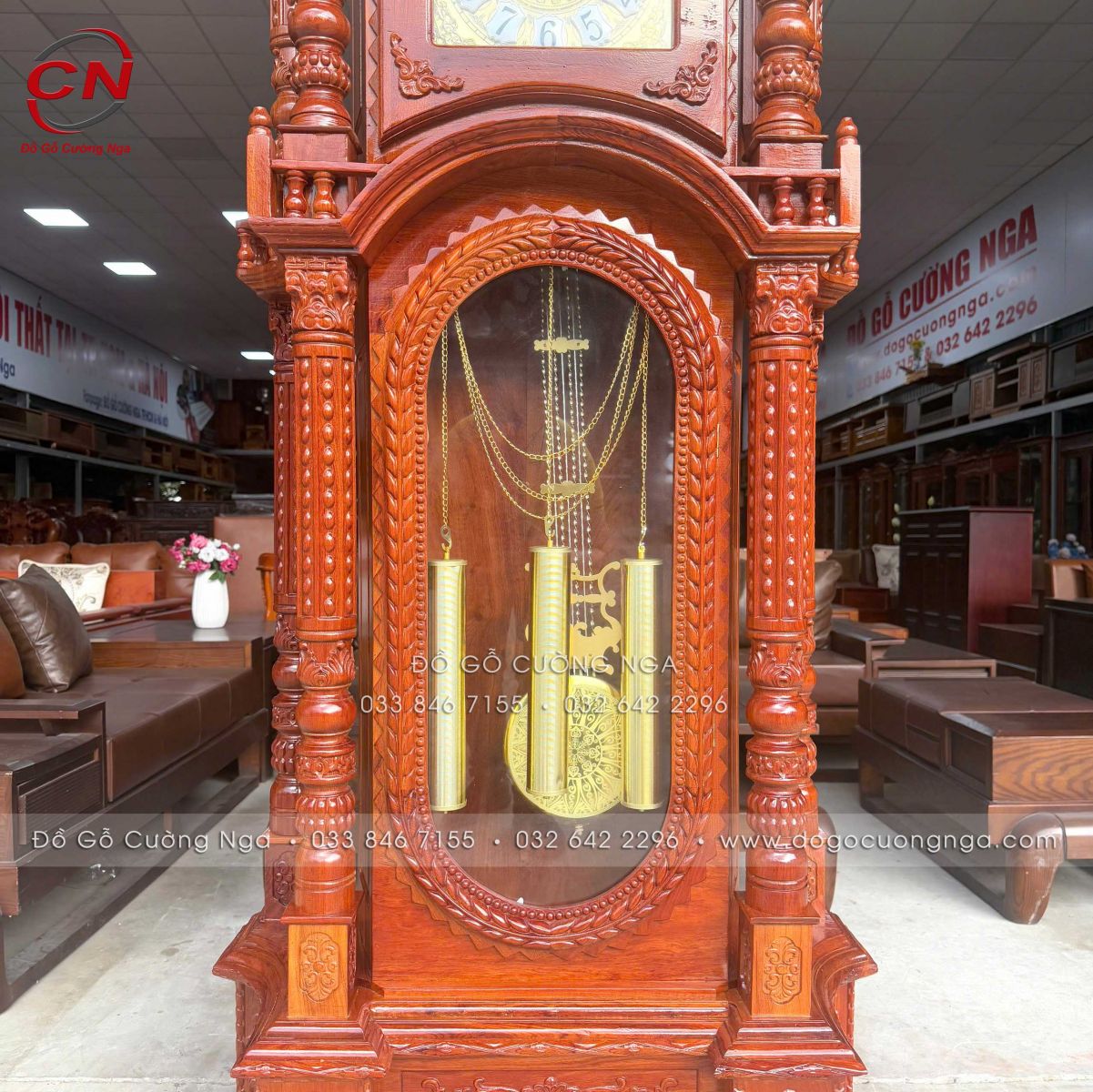 Đồng hồ cây gỗ Hương Đá mẫu tháp cao 2m3