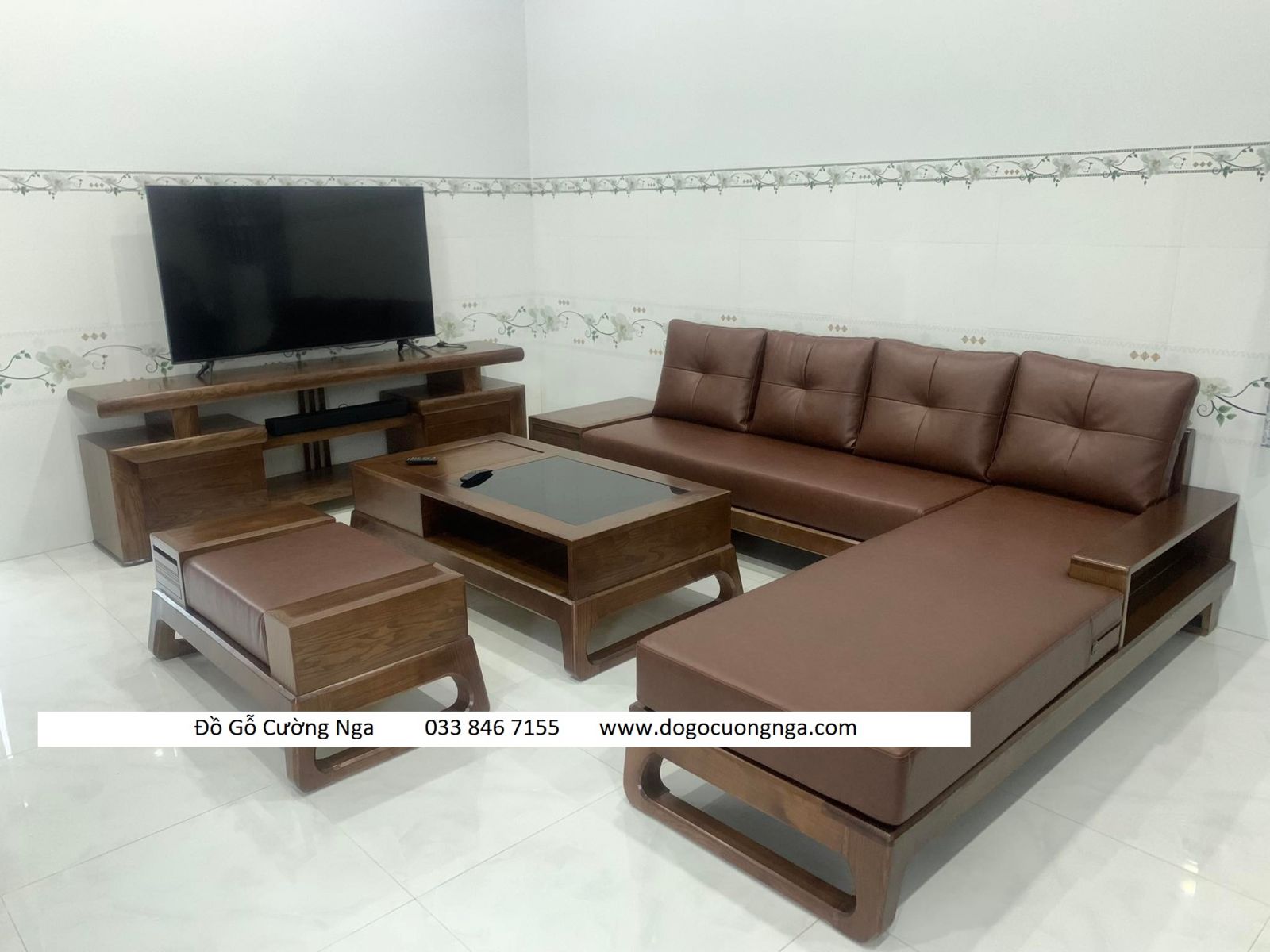 sofa gỗ sồi giao khách 