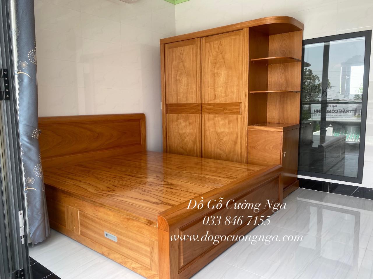 giường tủ gỗ gõ đỏ
