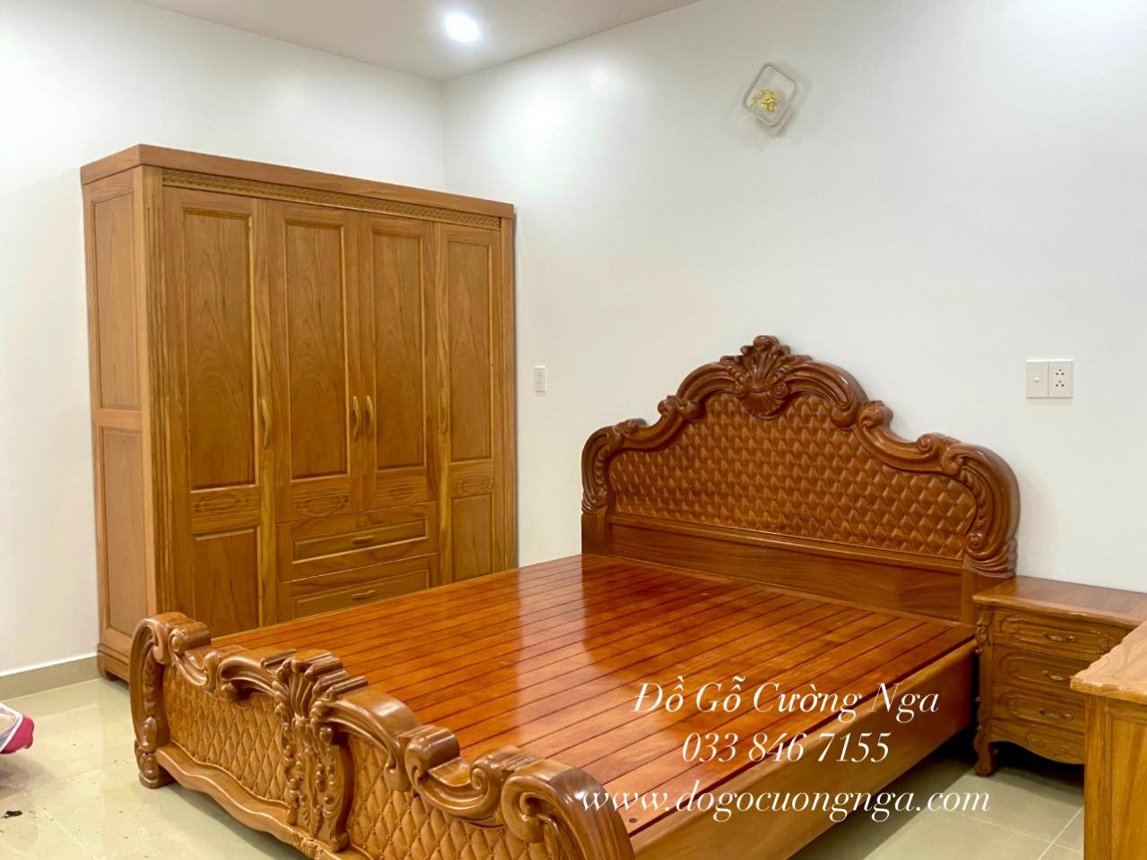 1 - Mẫu combo phòng ngủ gỗ gõ đỏ hiện đại 