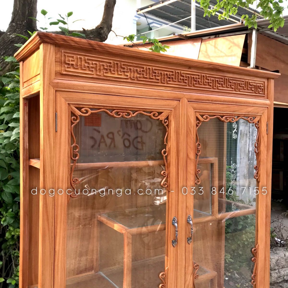 tủ rượu gỗ gõ đỏ 1m2 