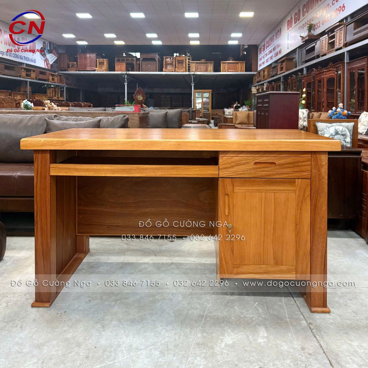 Bàn giám đốc gỗ gõ đỏ 1m4