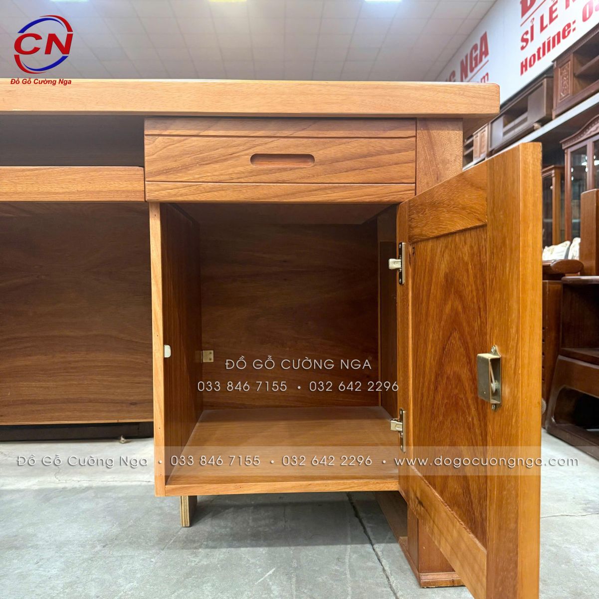 Bàn giám đốc gỗ gõ đỏ 1m4