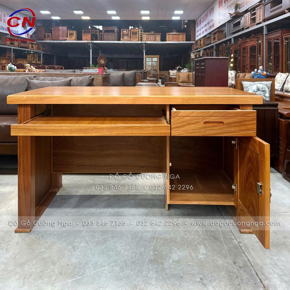 Bàn giám đốc gỗ gõ đỏ 1m4