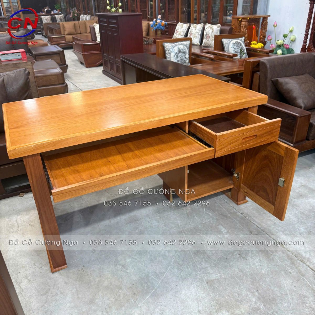 Bàn giám đốc gỗ gõ đỏ 1m4