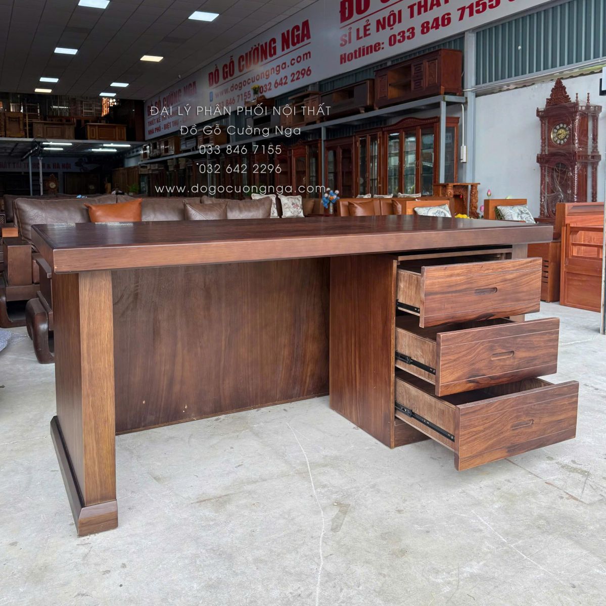 bàn làm việc giám đốc gỗ hương xám