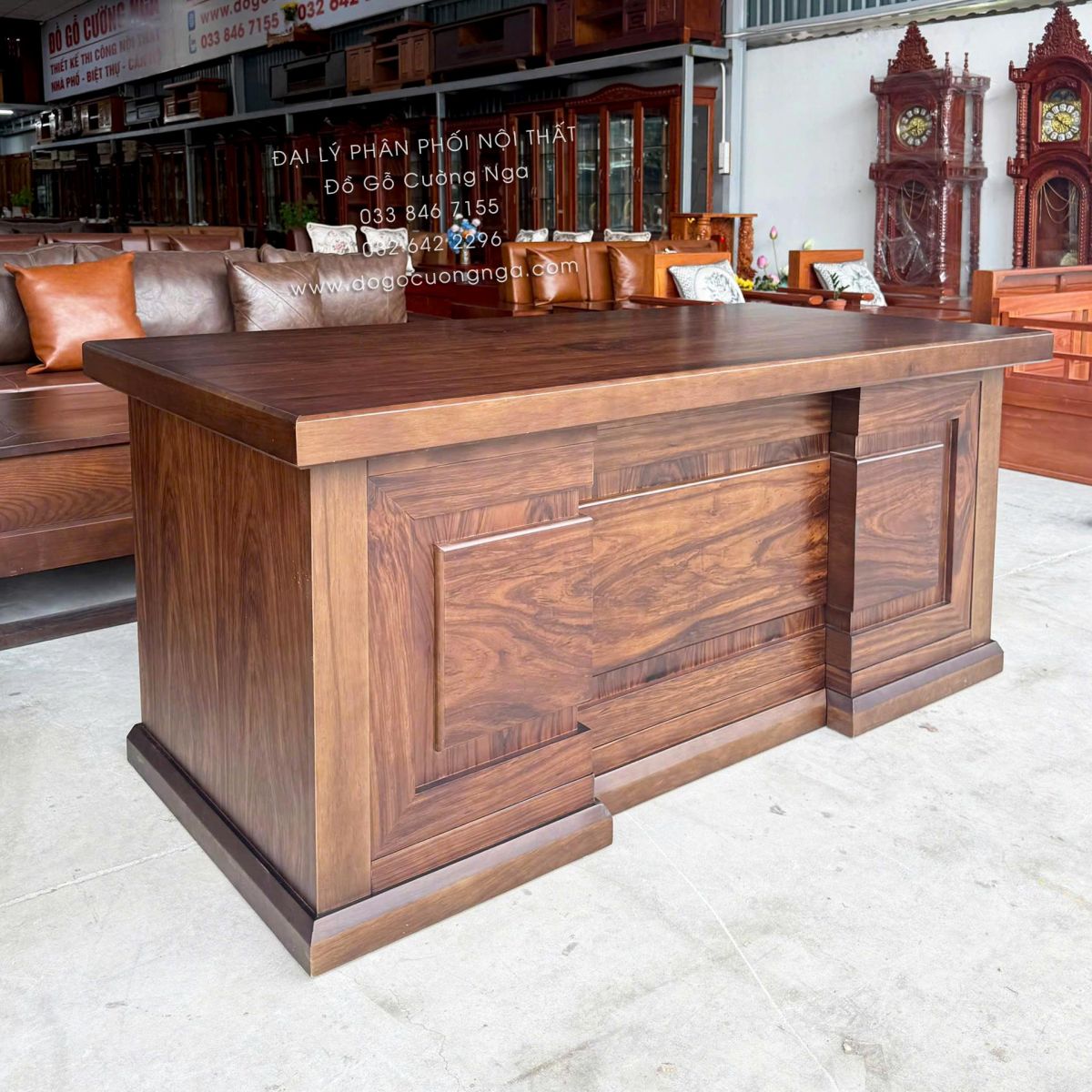 bàn làm việc giám đốc gỗ hương xám
