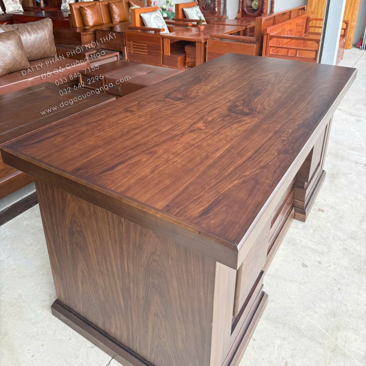 bàn làm việc giám đốc gỗ hương xám