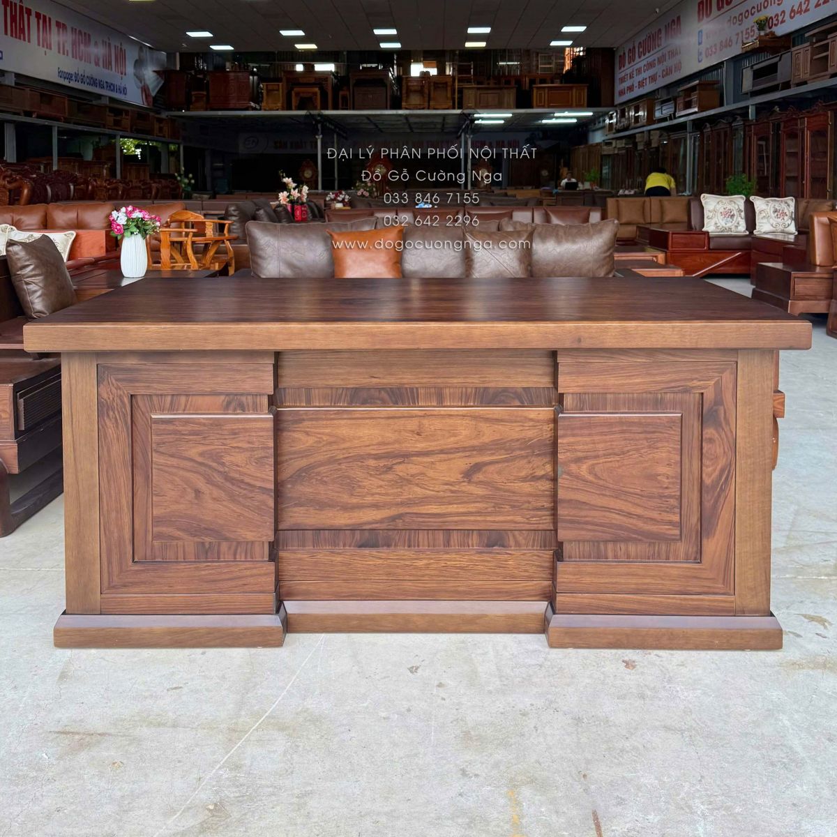 bàn làm việc giám đốc gỗ hương xám