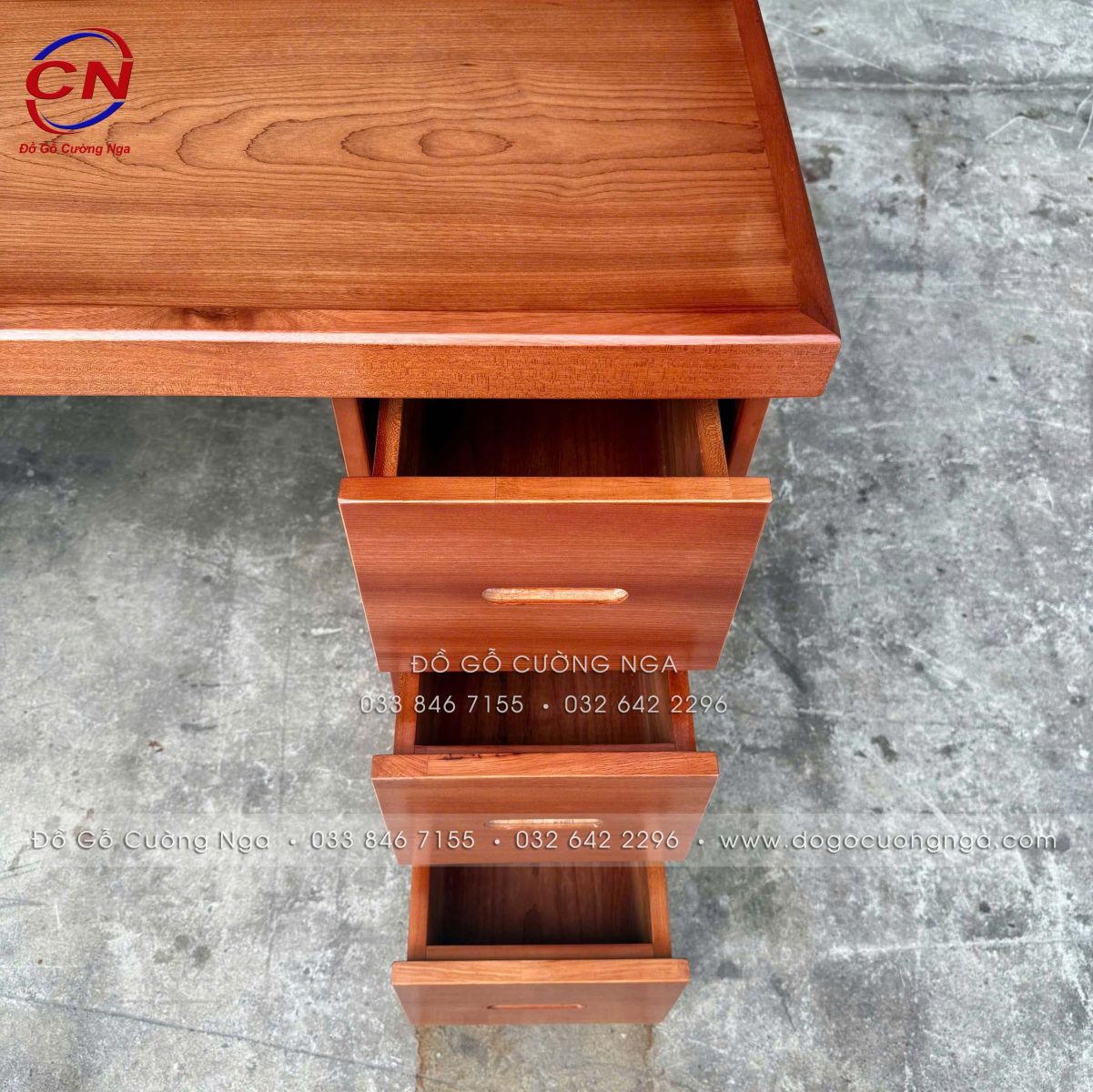 bàn làm việc gỗ xoan dào 1m6 kèm kệ hiện đại