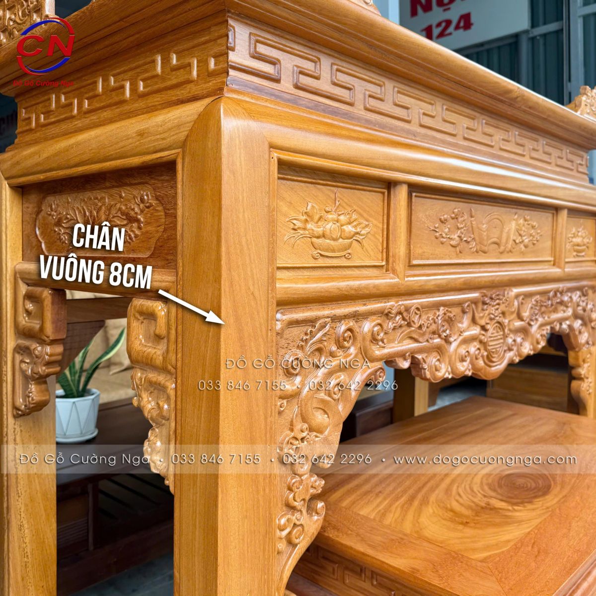 Bộ bàn thờ án gian 1m27 gỗ gõ đỏ