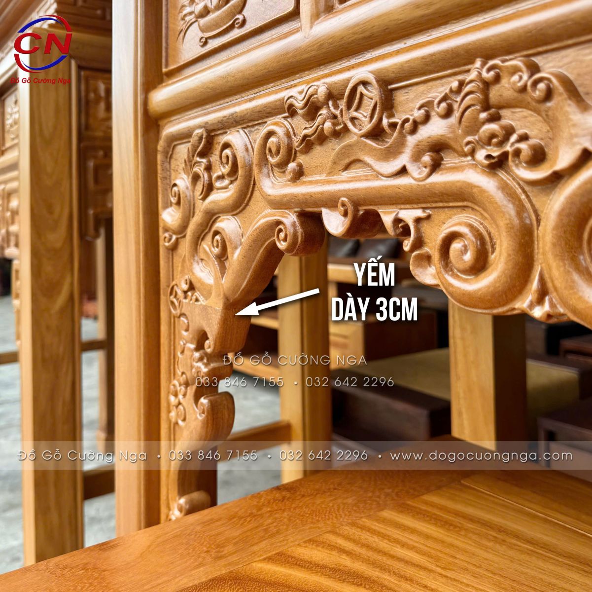 Bộ bàn thờ án gian 1m27 gỗ gõ đỏ