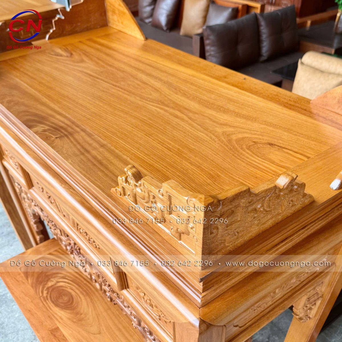 Bộ bàn thờ án gian 1m27 gỗ gõ đỏ
