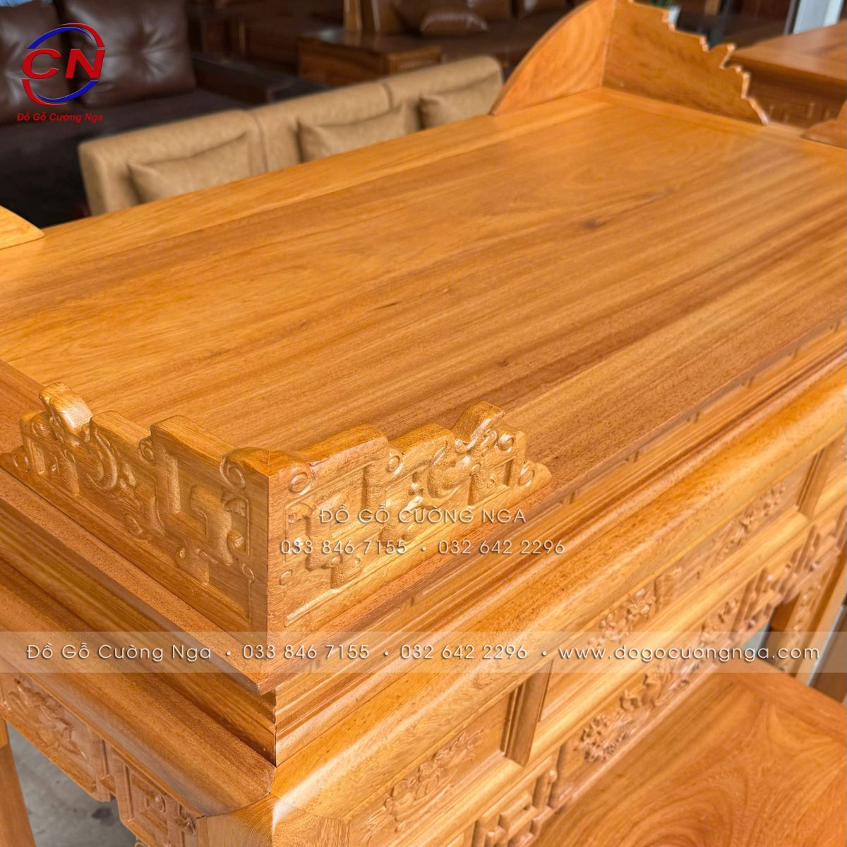 Bộ bàn thờ án gian 1m27 gỗ gõ đỏ