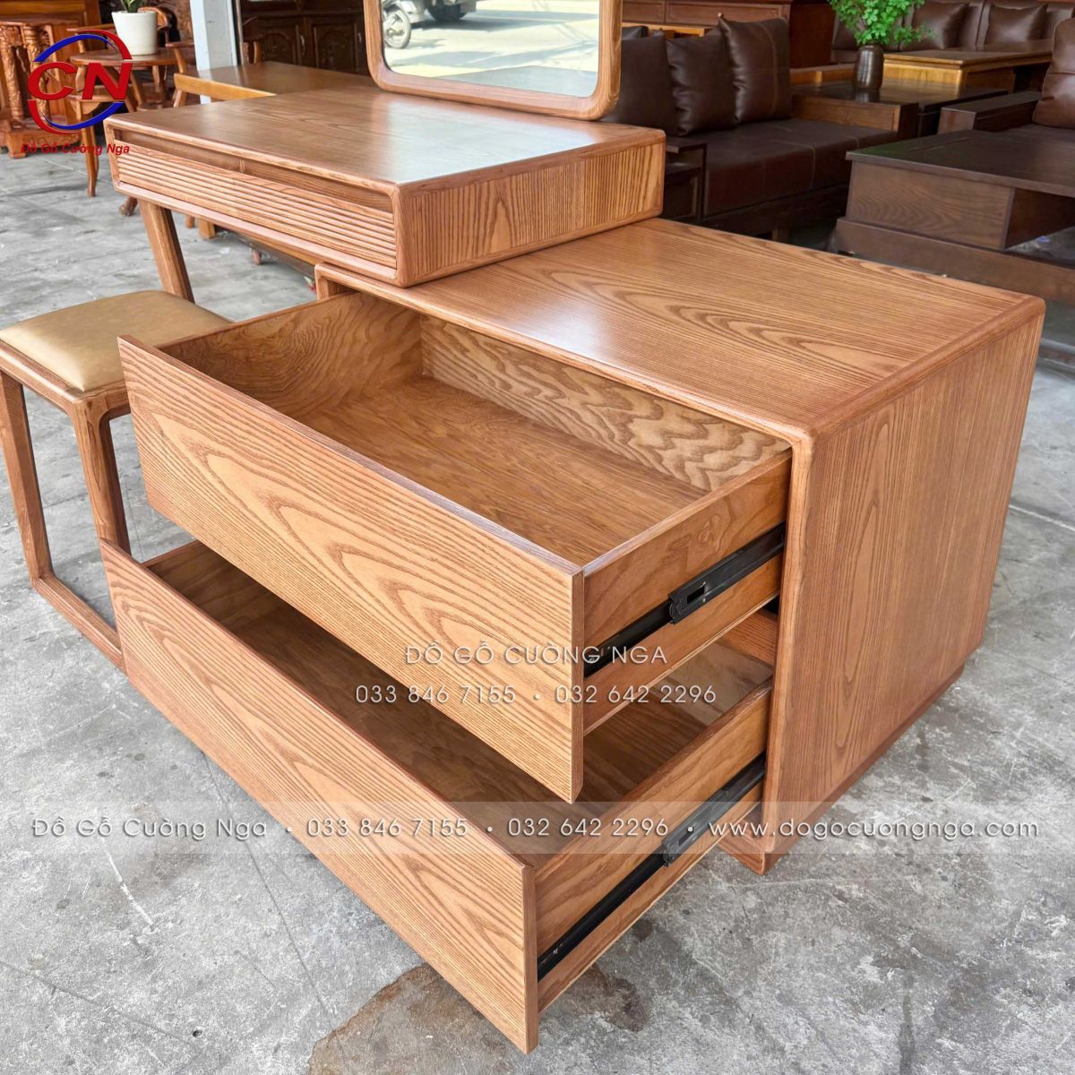 Bàn trang điểm gỗ Sồi Nga hiện đại