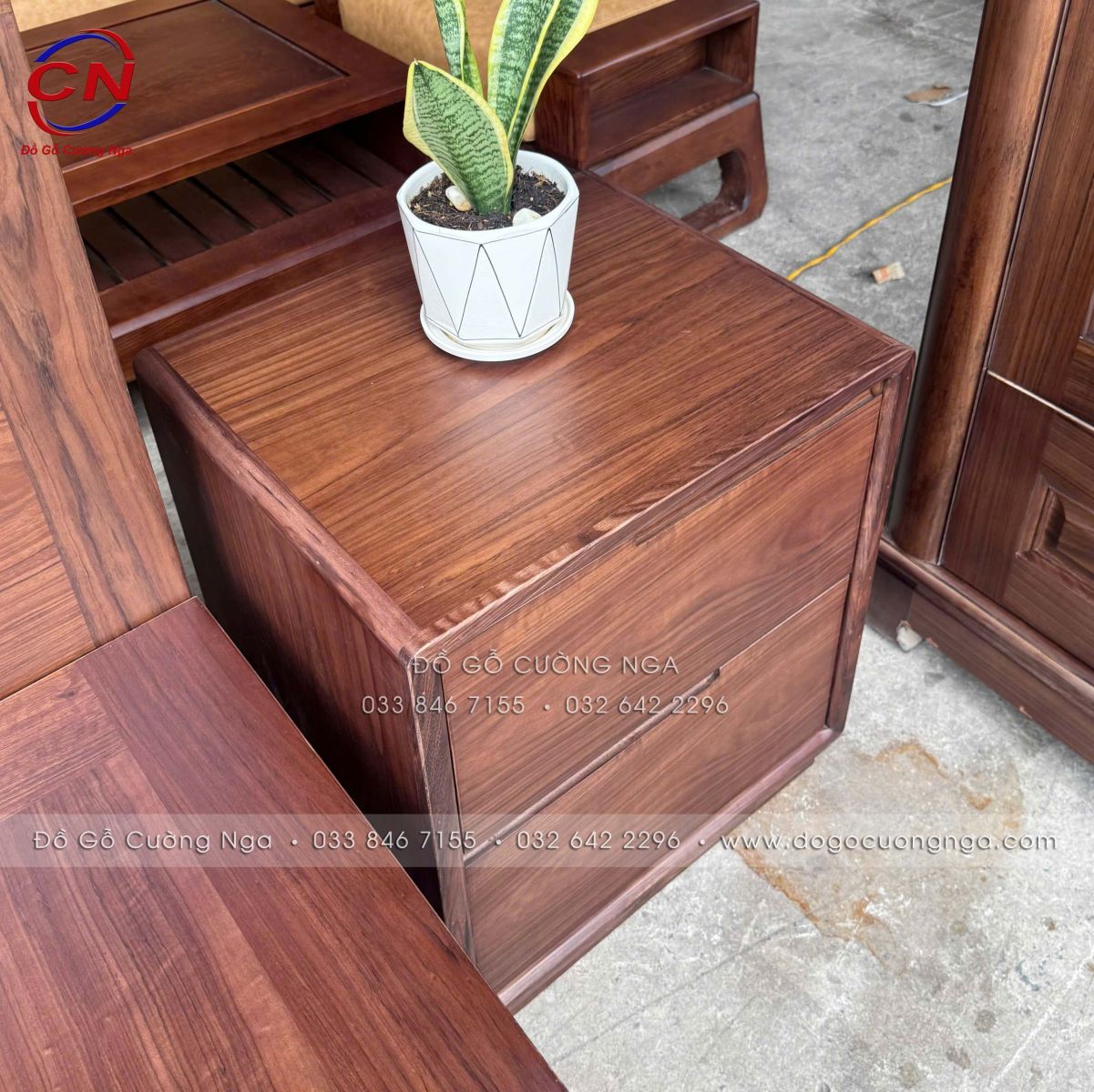 tủ đầu giường gỗ óc chó