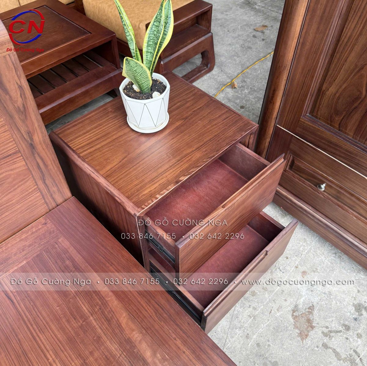 tủ đầu giường gỗ óc chó