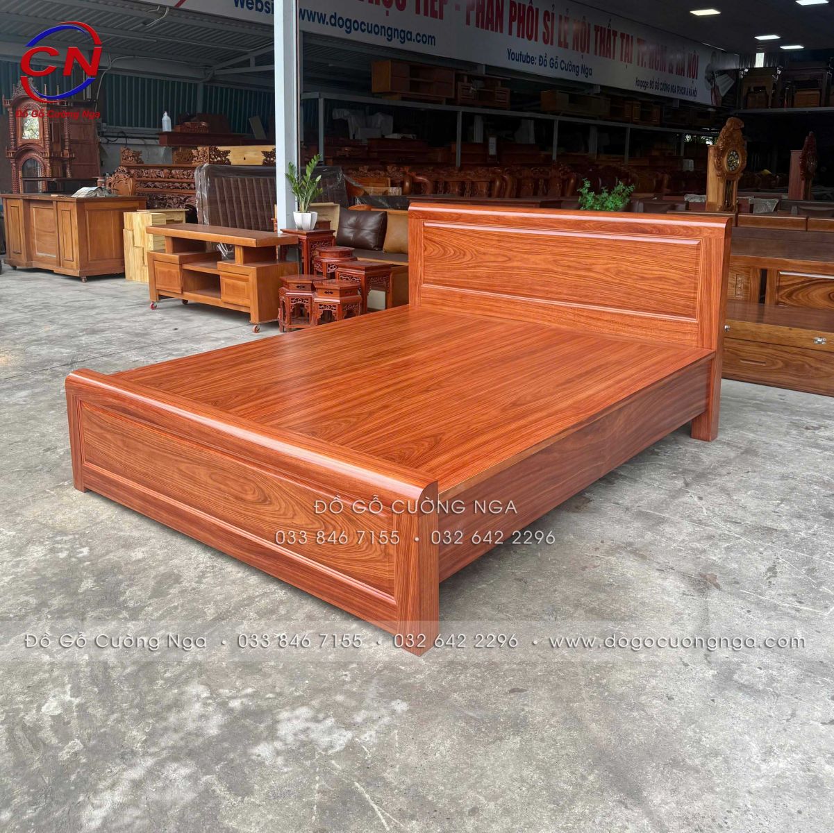 giường ngủ gỗ Cẩm Vân góc nghiêng