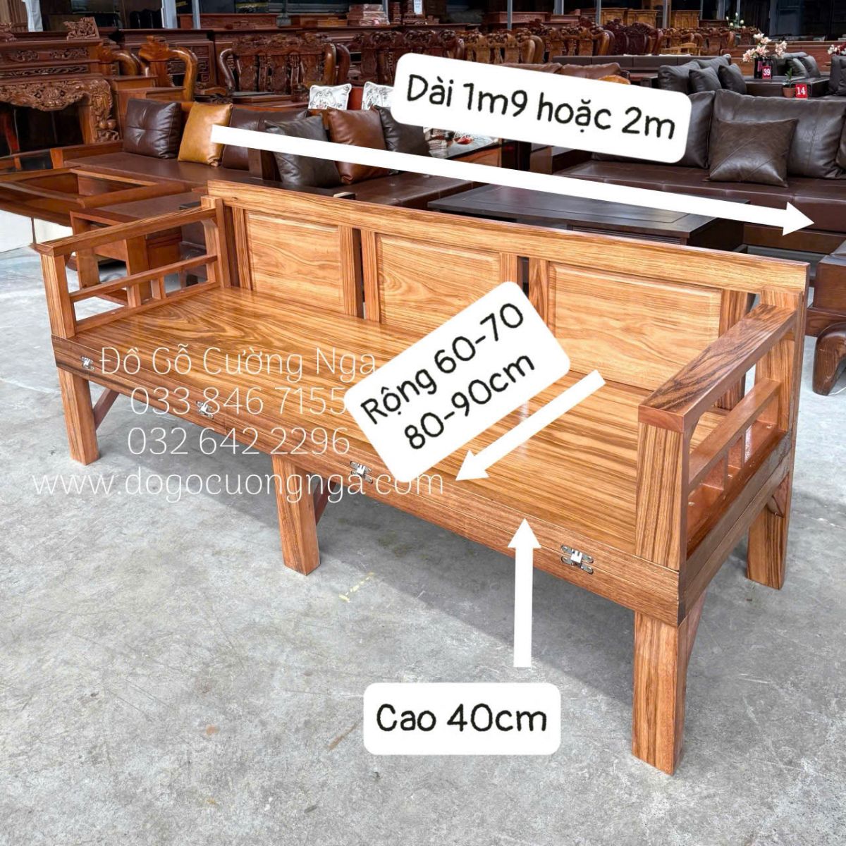 Giường gấp thông minh gỗ hương xám chân cao