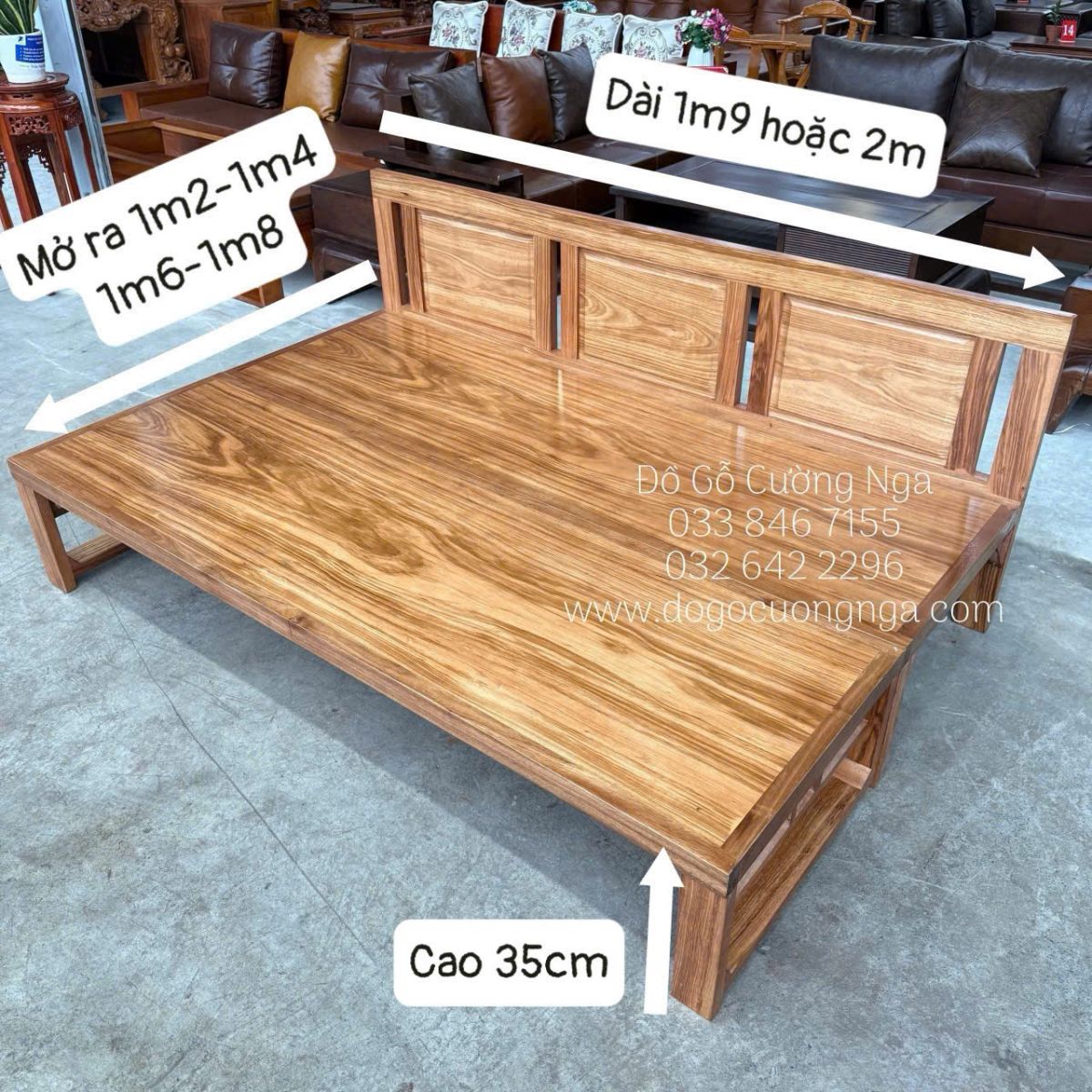 Giường gấp thông minh gỗ hương xám chân cao