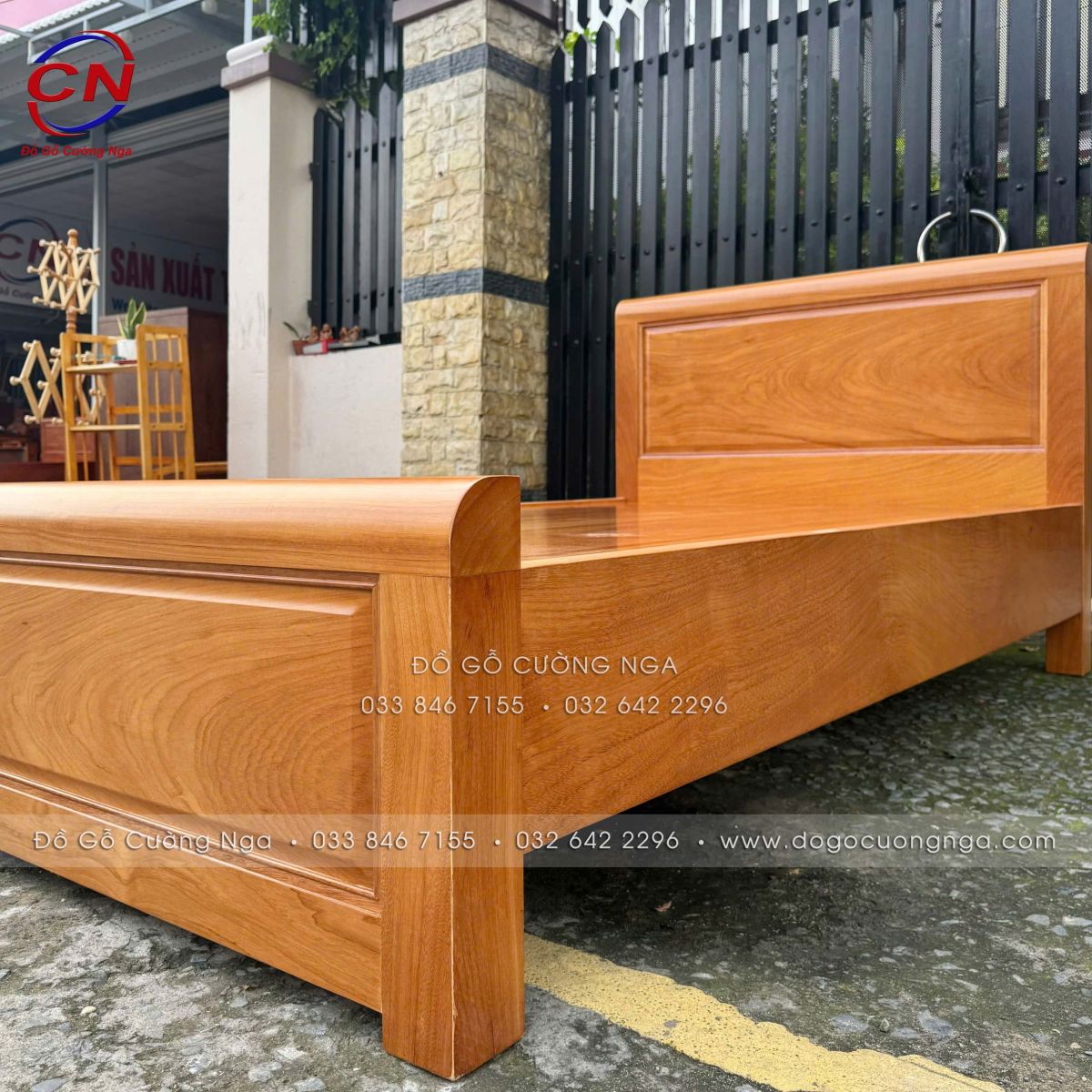 giường ngủ đơn 1m2 gỗ gõ đỏ vạt nan
