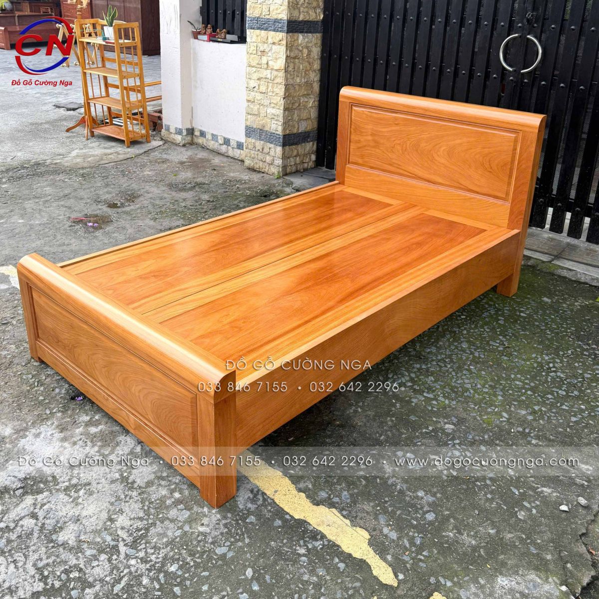giường ngủ đơn 1m2 gỗ gõ đỏ phản thưa