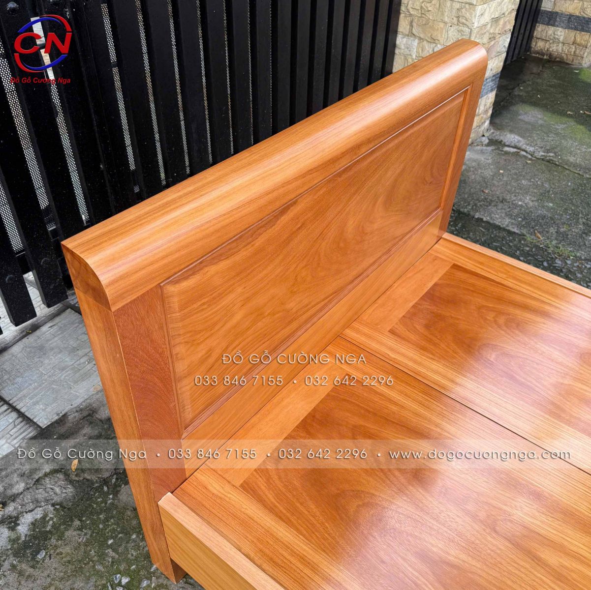 giường ngủ đơn 1m2 gỗ gõ đỏ phản liền