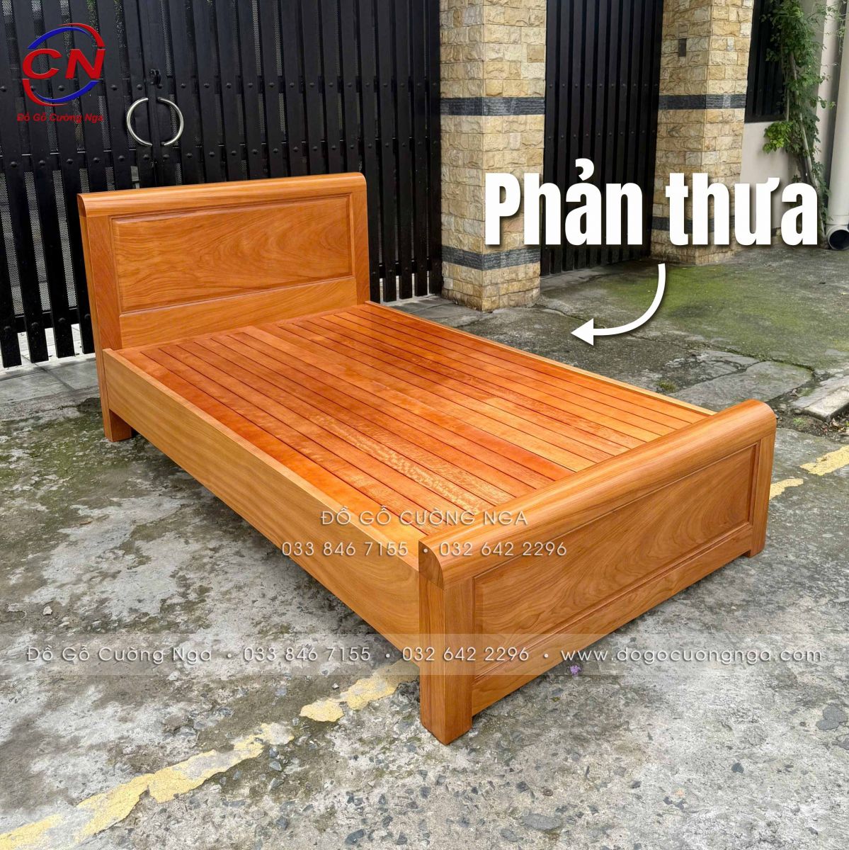 giường ngủ đơn 1m2 gỗ gõ đỏ phản thưa