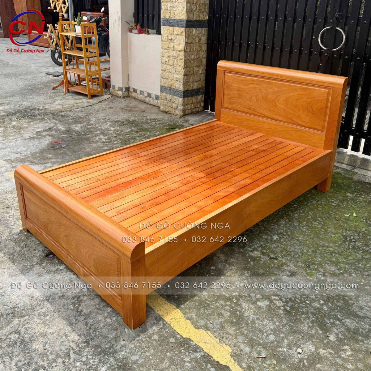 giường ngủ đơn 1m2 gỗ gõ đỏ phản thưa