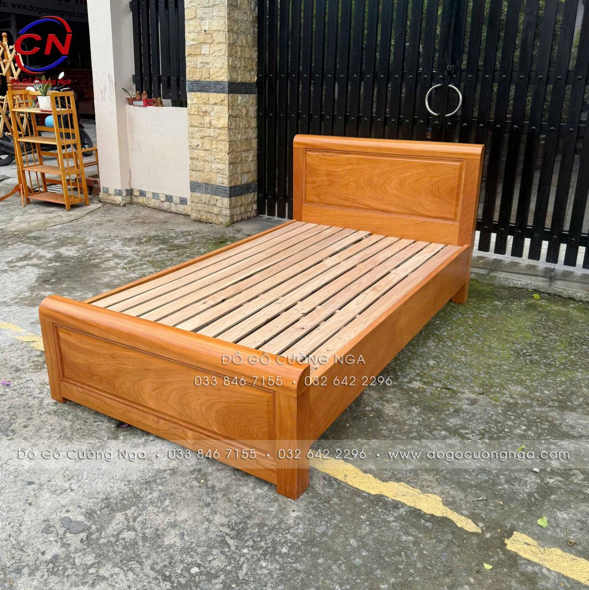 giường ngủ đơn 1m2 gỗ gõ đỏ phản thưa