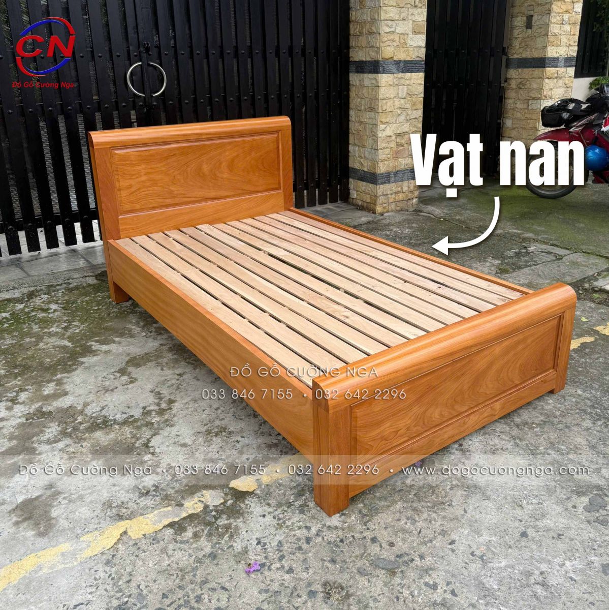 giường ngủ đơn 1m2 gỗ gõ đỏ vạt nan