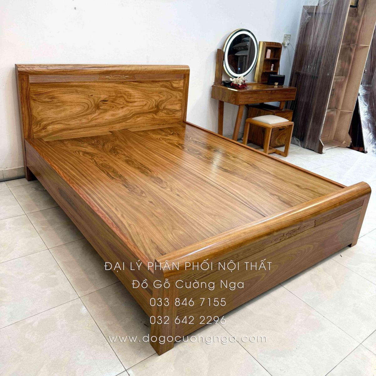 giường gỗ hương xám