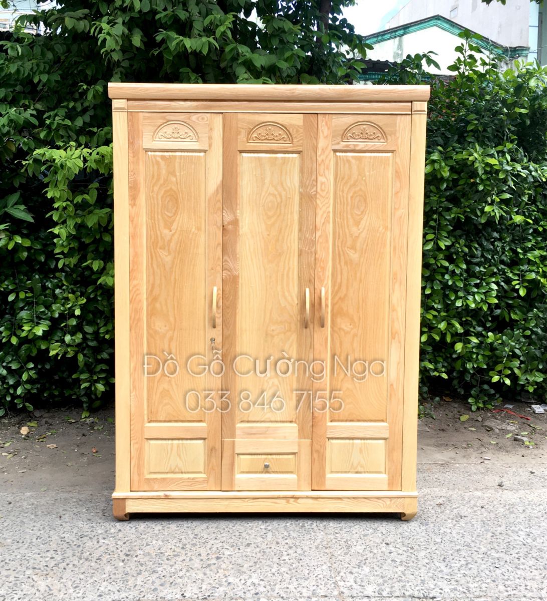 Mẫu tủ quần áo gỗ tự nhiên đẹp nhiều tiện ích
