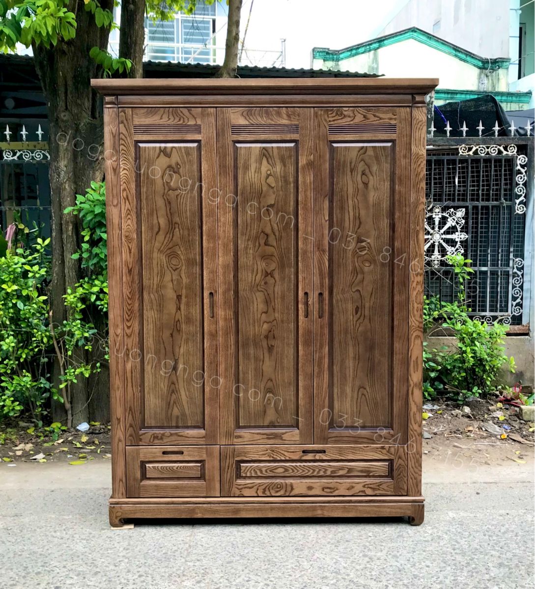 Mẫu tủ quần áo gỗ tự nhiên đẹp nhiều tiện ích
