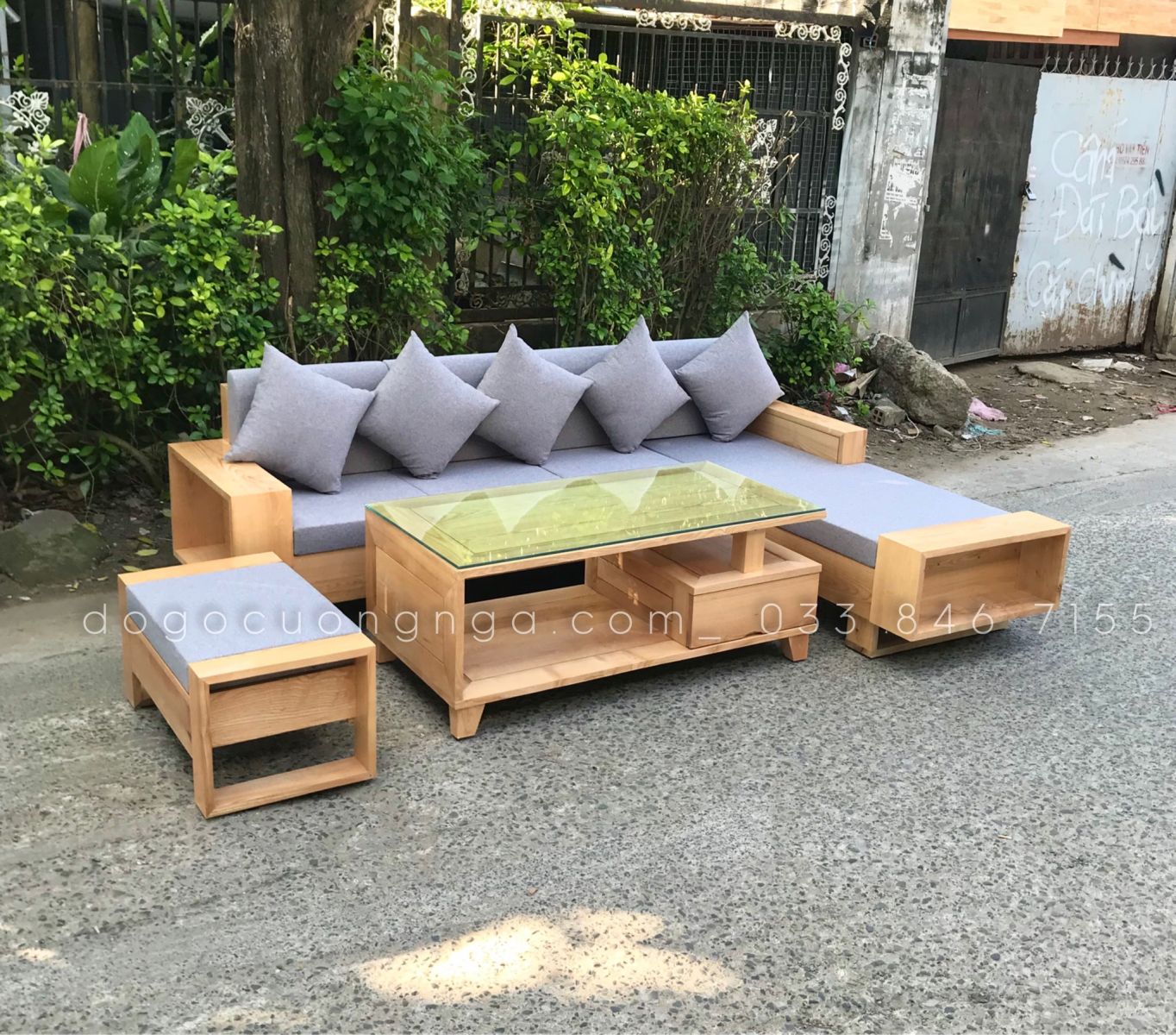 sofa gỗ sồi nga 