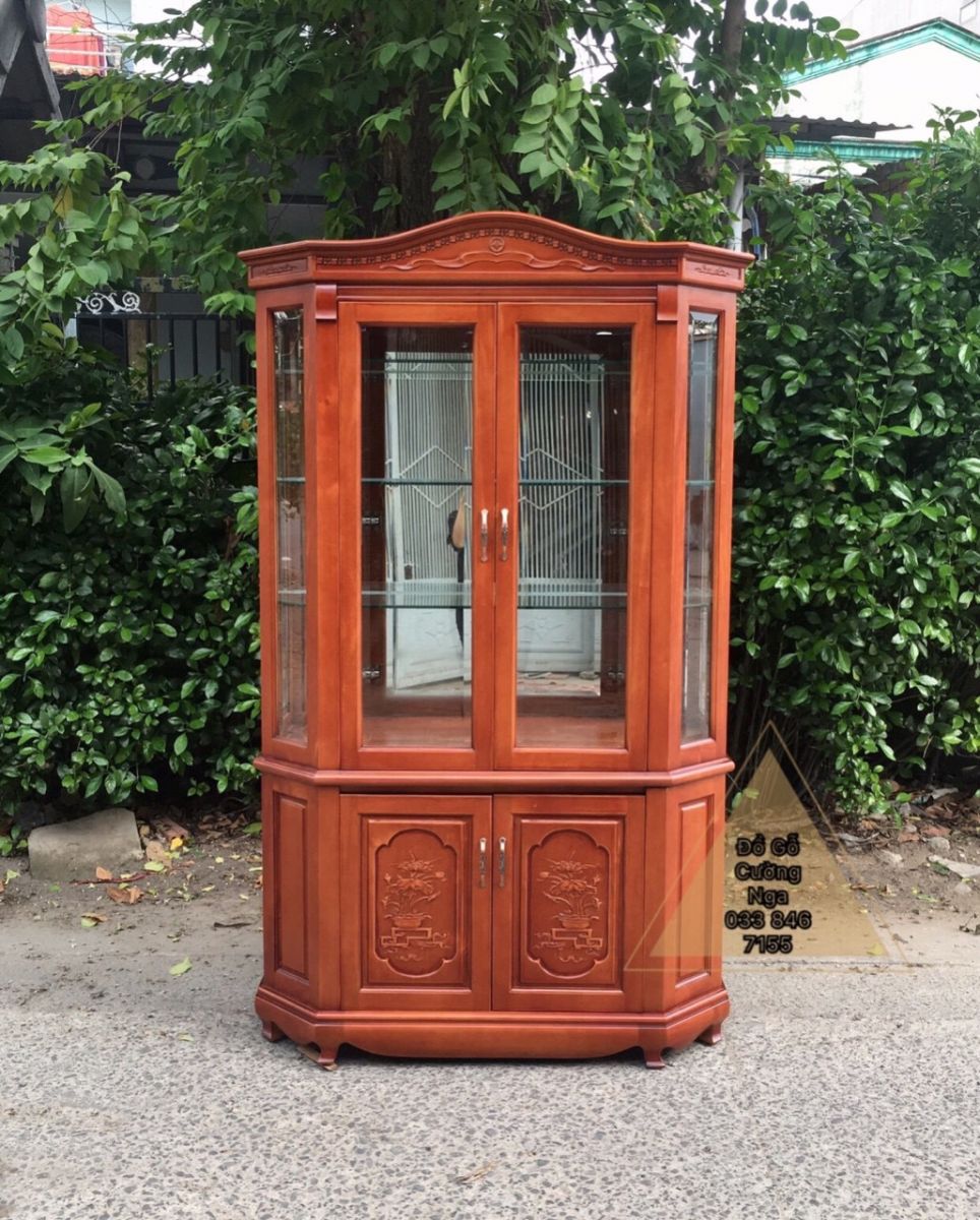 Tủ rượu lục lăng gỗ xoan đào 1m2