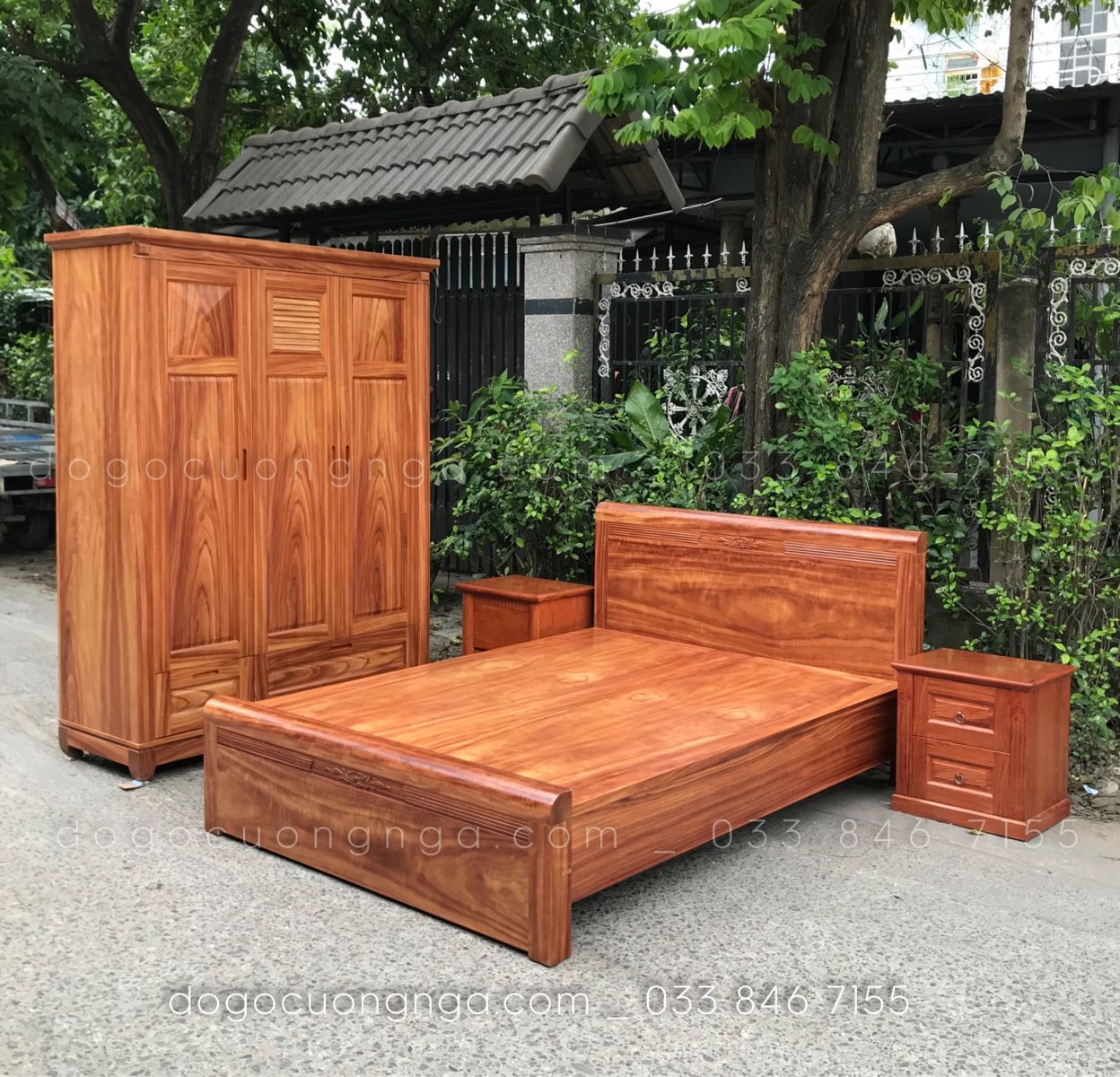 tủ áo gỗ cẩm 3 cánh 