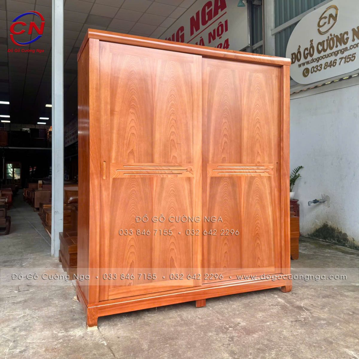 Tủ áo gỗ Xoan Đào 2 cánh lùa 1m8 