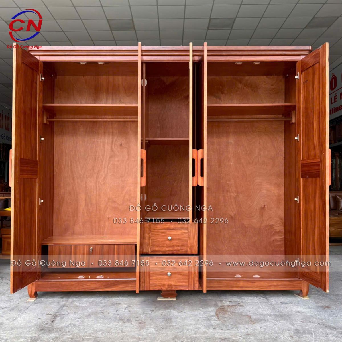 tủ áo gỗ cẩm 5 cánh