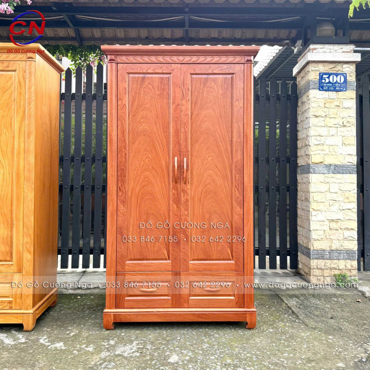 Tủ quần áo gỗ Hương Đá 2 cánh hiện đại