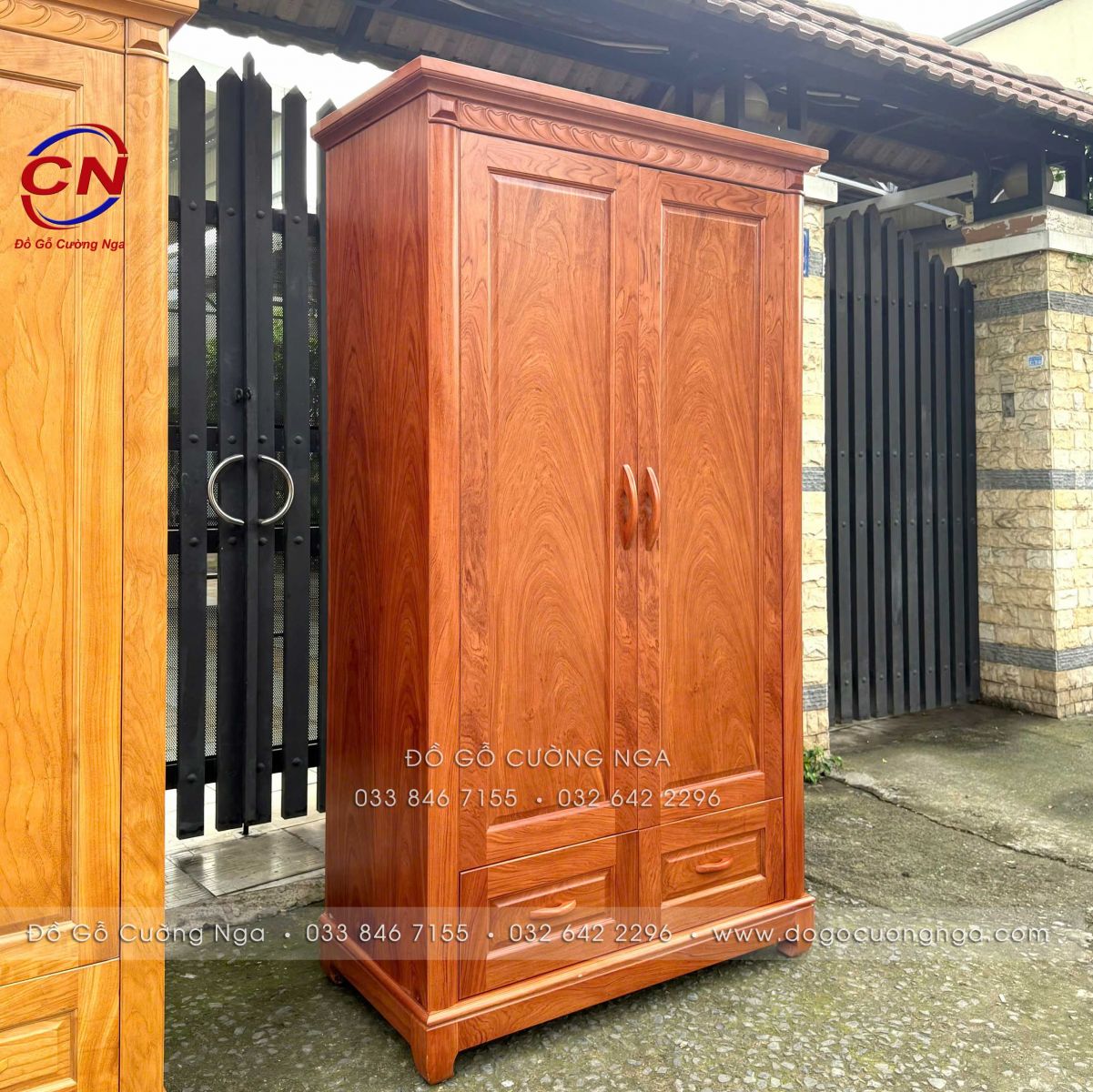 Tủ quần áo gỗ Hương Đá 2 cánh hiện đại