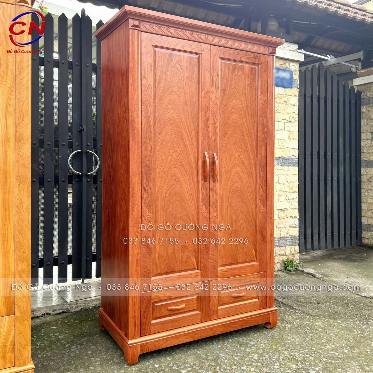 Tủ quần áo gỗ Hương Đá 2 cánh hiện đại