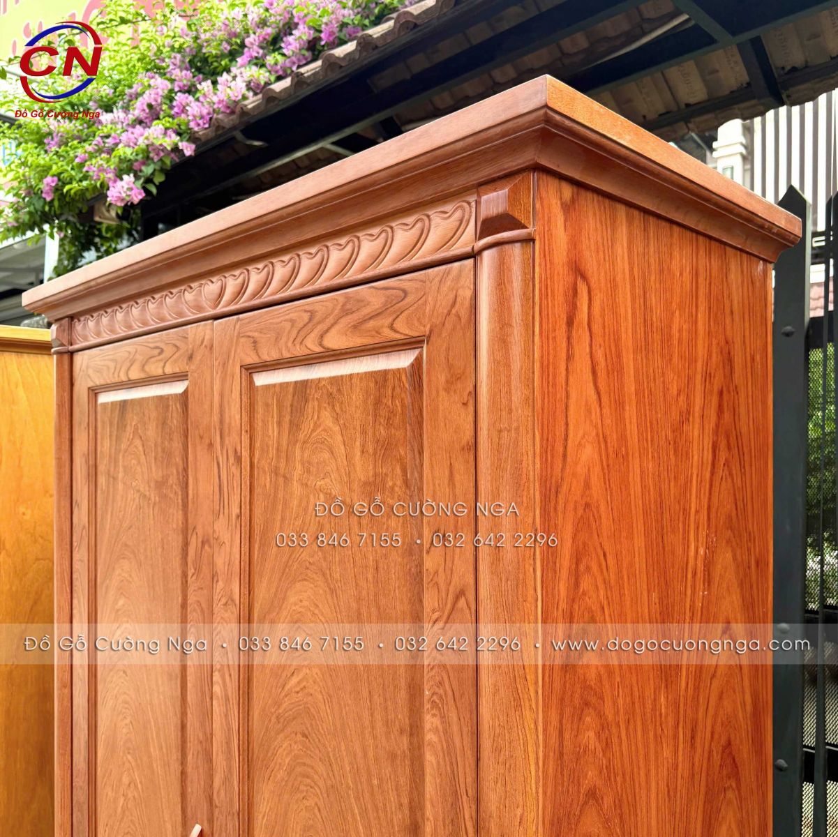 Tủ quần áo gỗ Hương Đá 2 cánh hiện đại