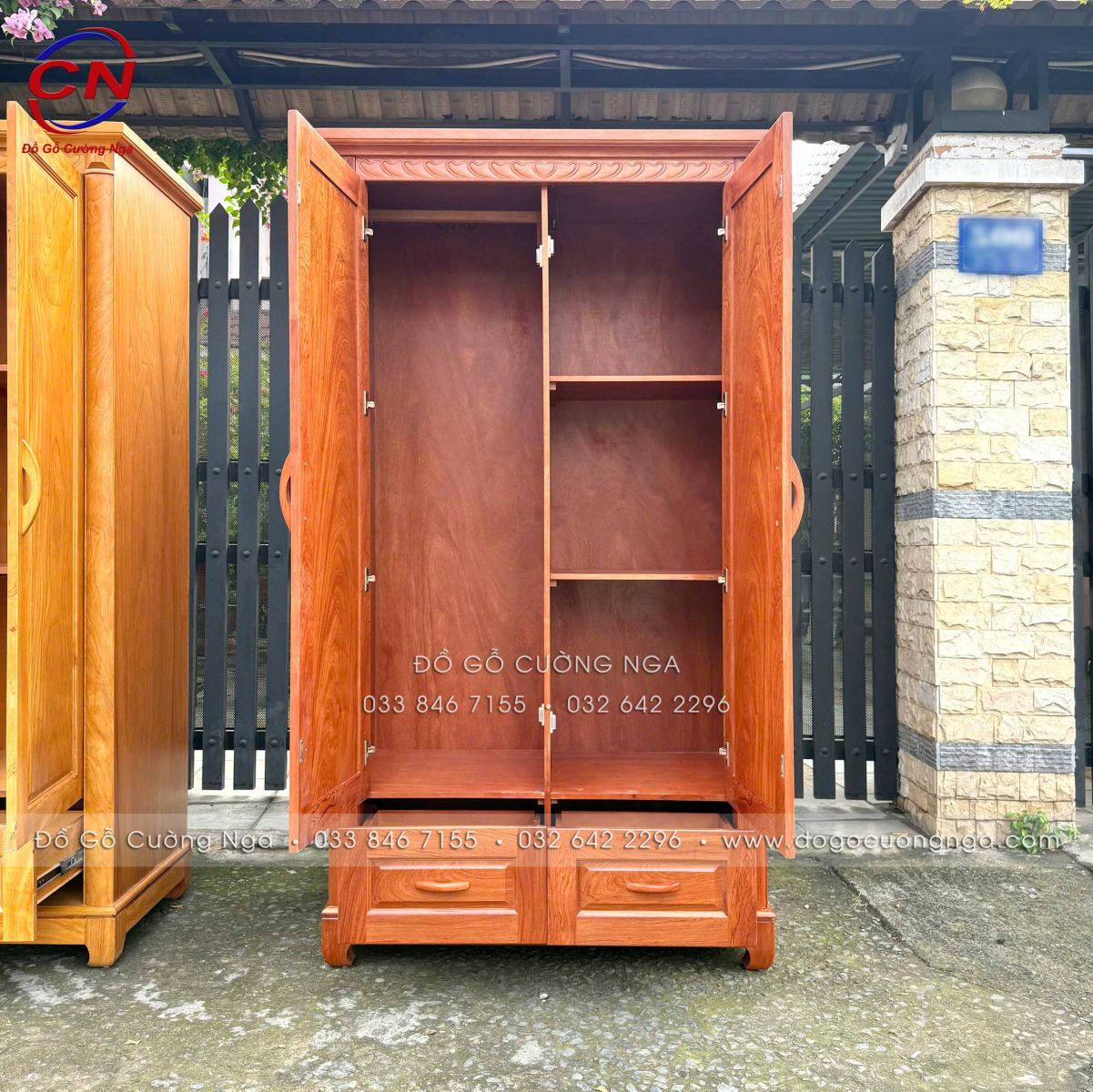 Tủ quần áo gỗ Hương Đá 2 cánh hiện đại