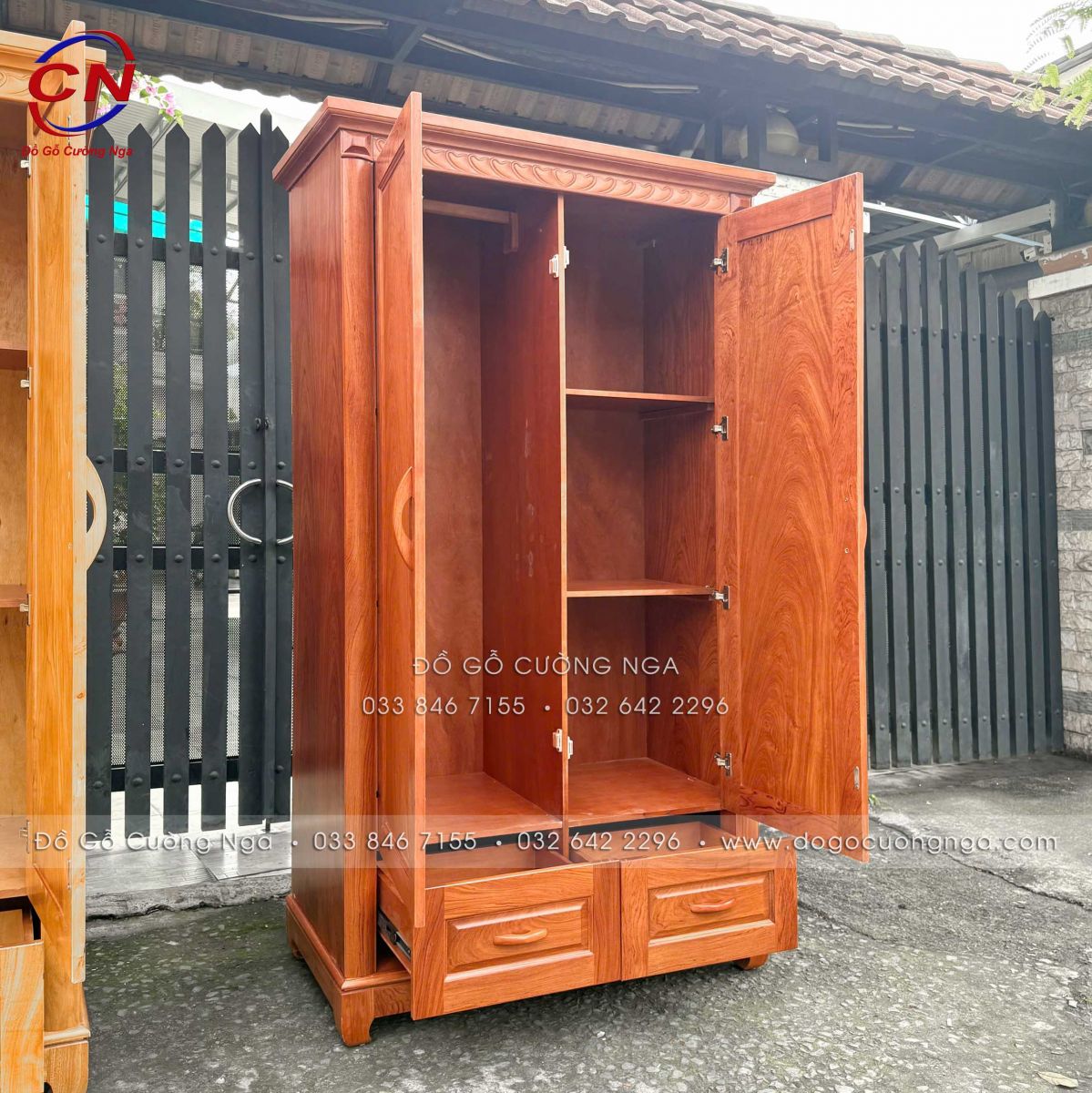 Tủ quần áo gỗ Hương Đá 2 cánh hiện đại