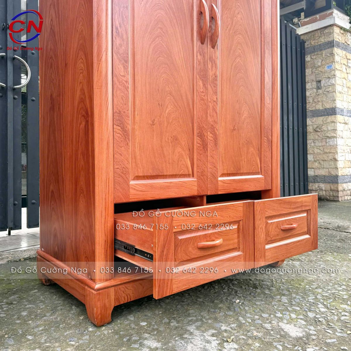 Tủ quần áo gỗ Hương Đá 2 cánh hiện đại